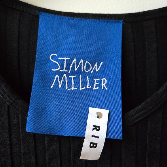 Simon Miller NEW Ribbed Black Dress Flare Sleeves Womens Size XL NWT Bodycon - Picture 14 of 16